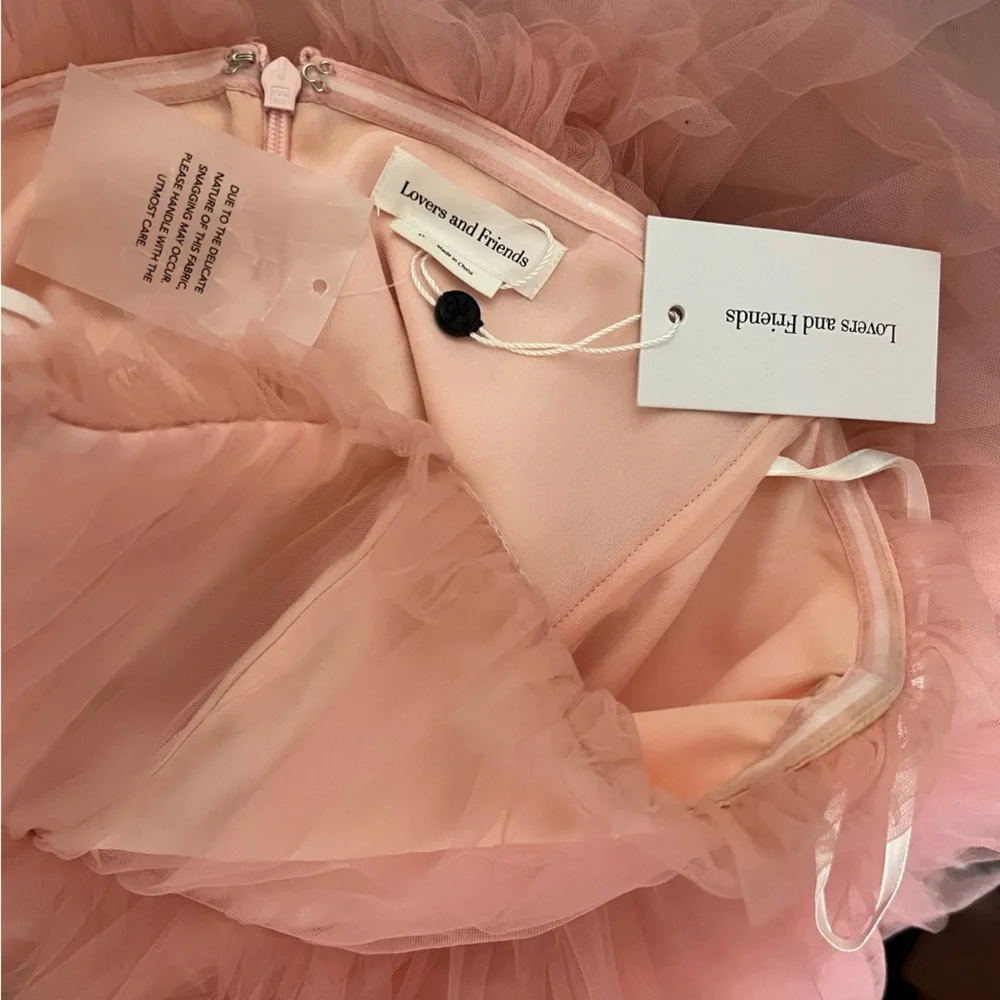 NEW NWT Lovers + Friends Bobbit Strapless Tulle Maxi Gown In Blush Pink